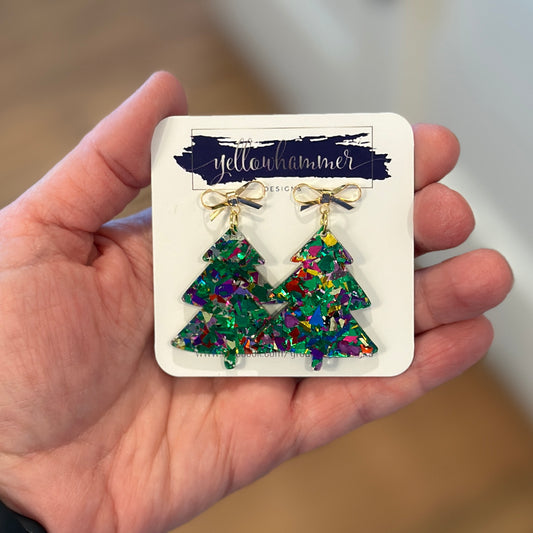 Acrylic Christmas Tree Earrings