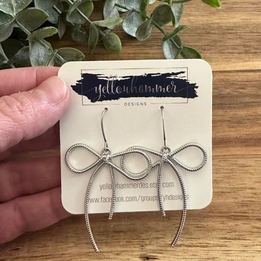 Silver Bow Earrings