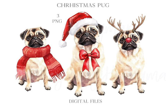 Christmas Pug Tea Towel