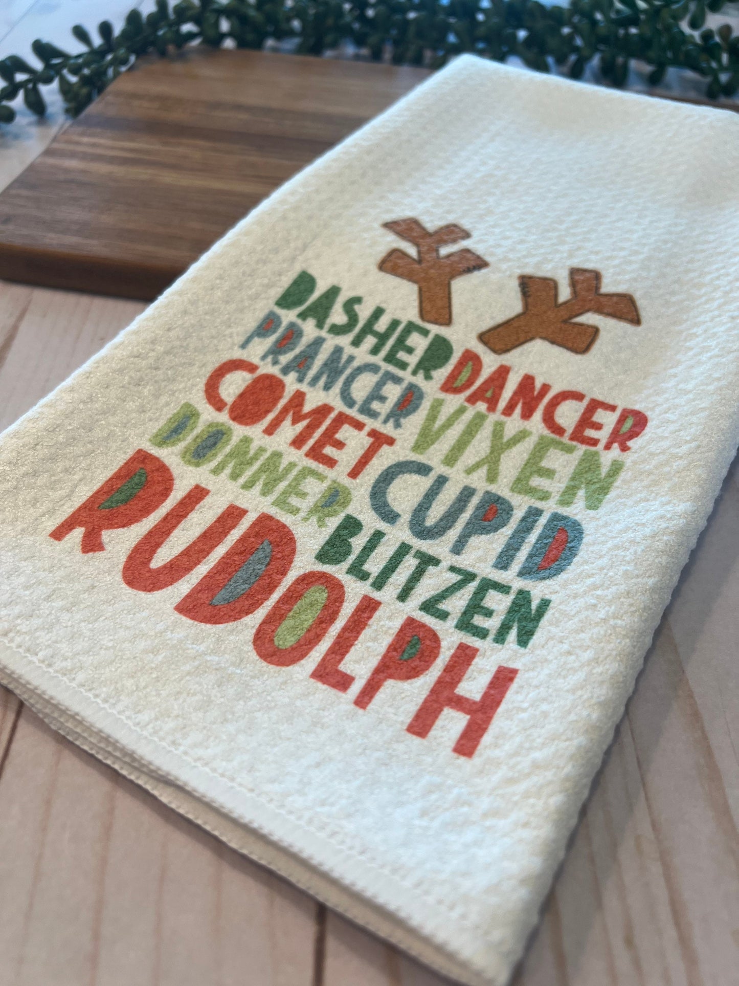 Reindeer Names Christmas Towel