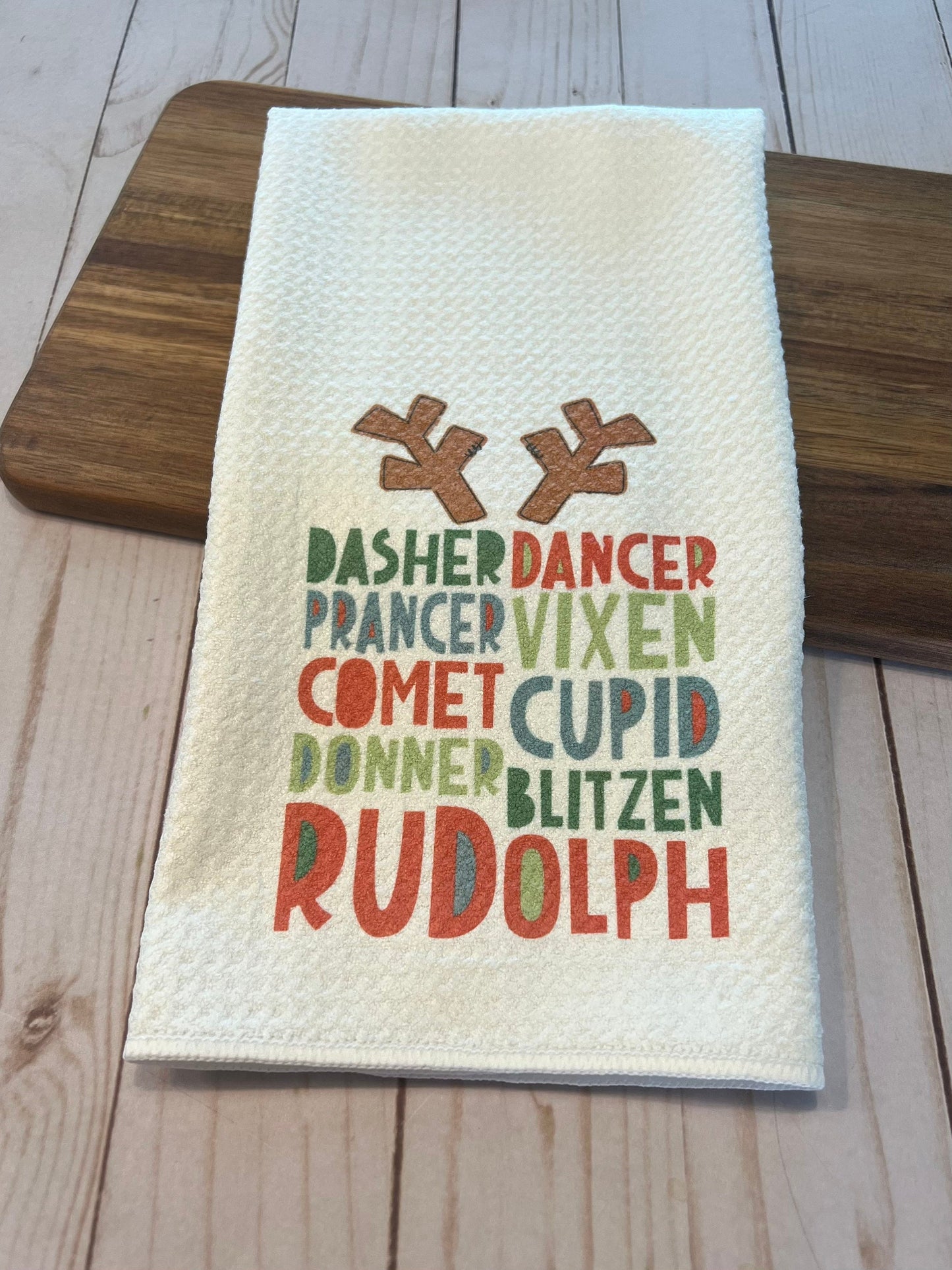 Reindeer Names Christmas Towel