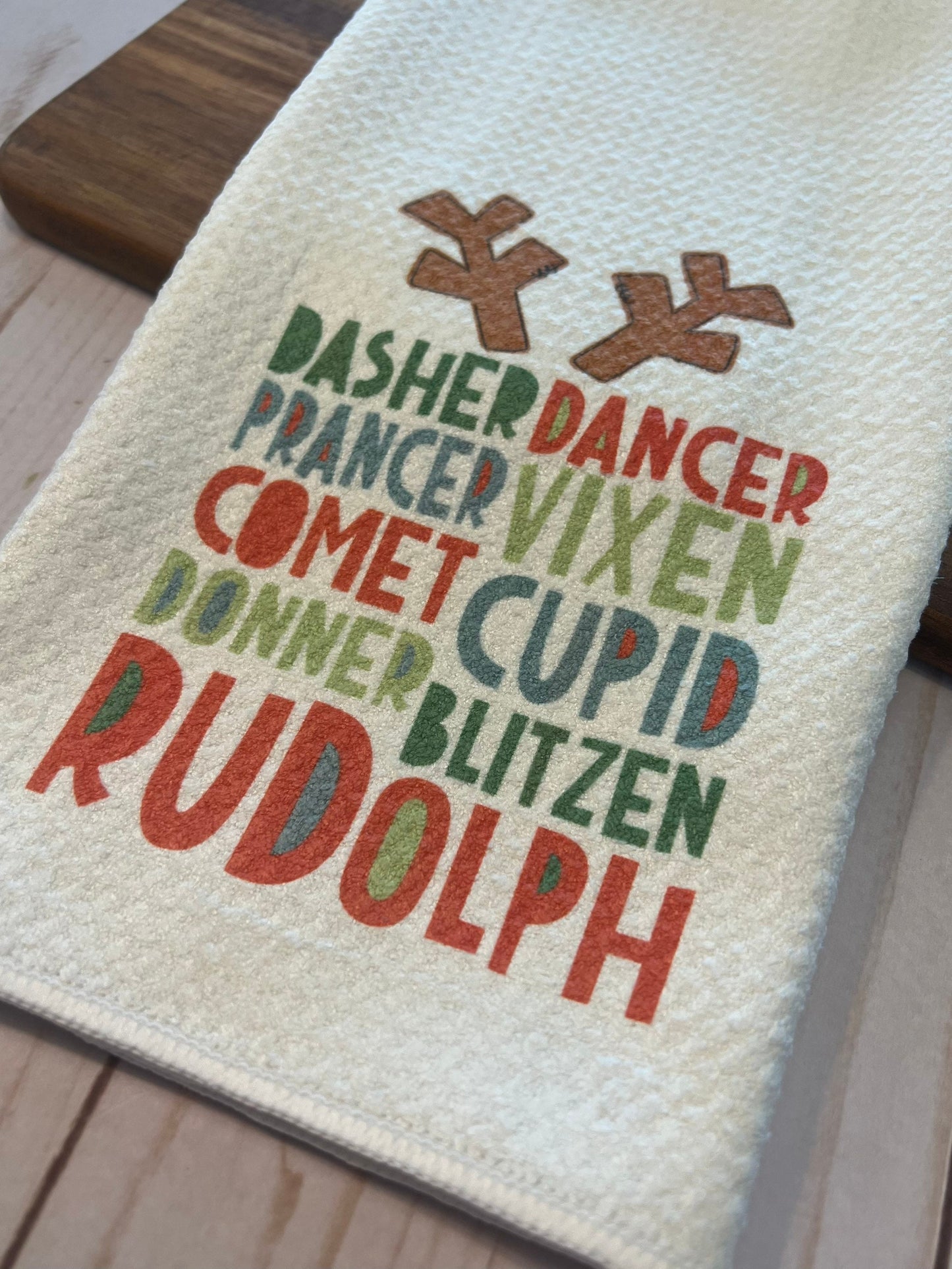 Reindeer Names Christmas Towel