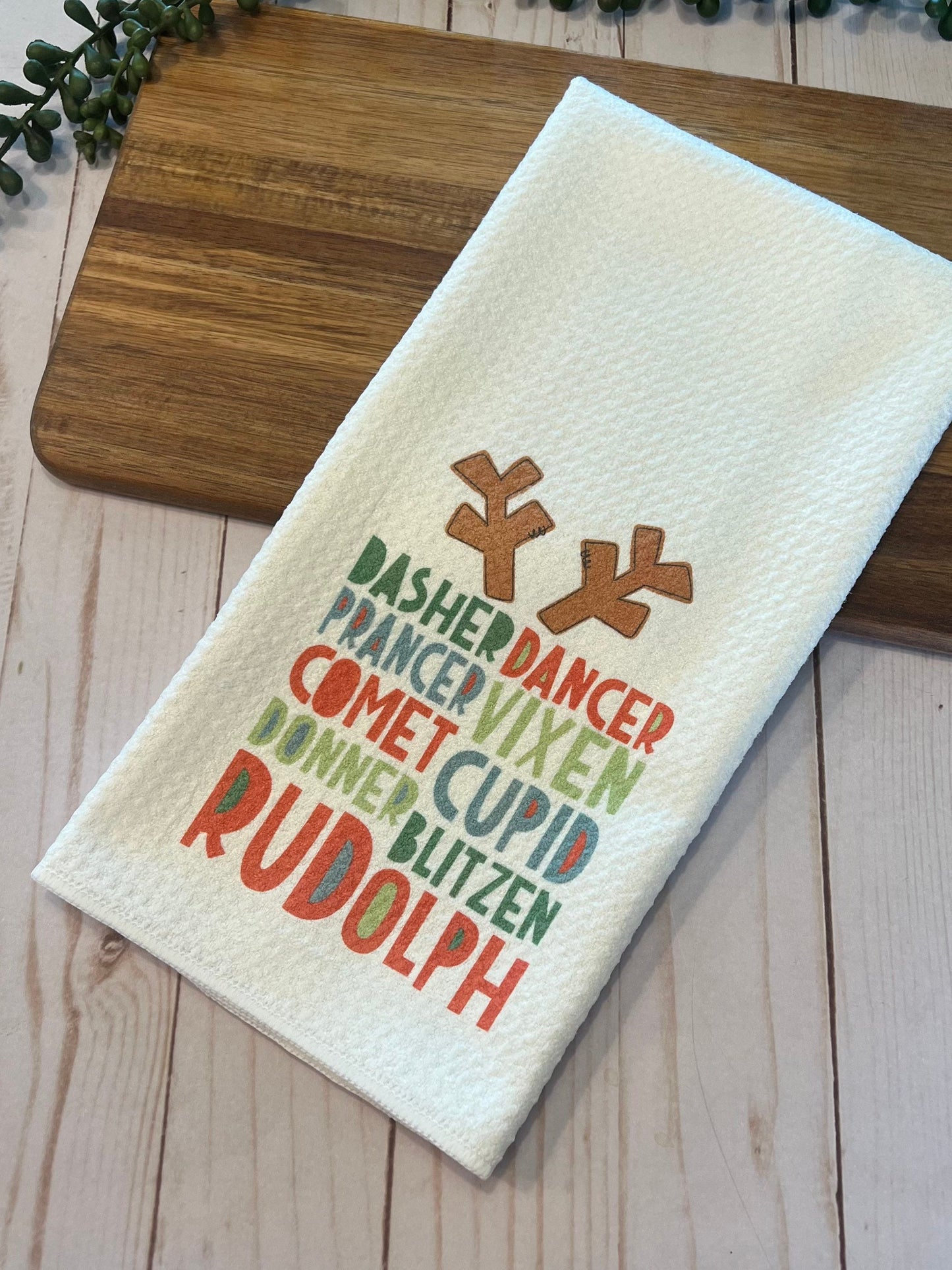 Reindeer Names Christmas Towel