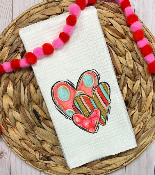 Whimsical heart valentines kitchen towel