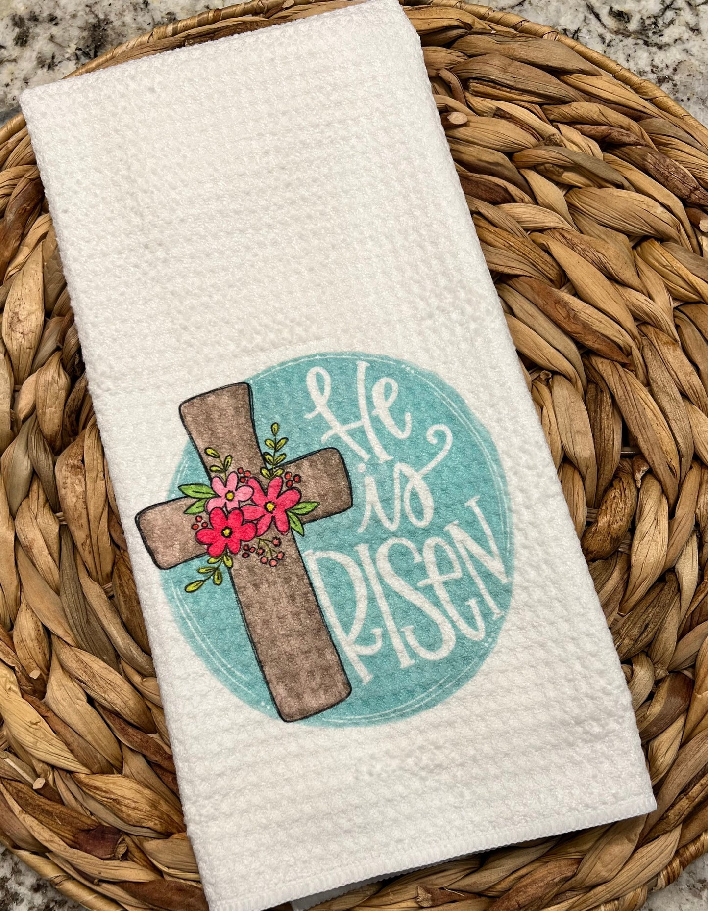 He Is Risen Easter kitchen towel