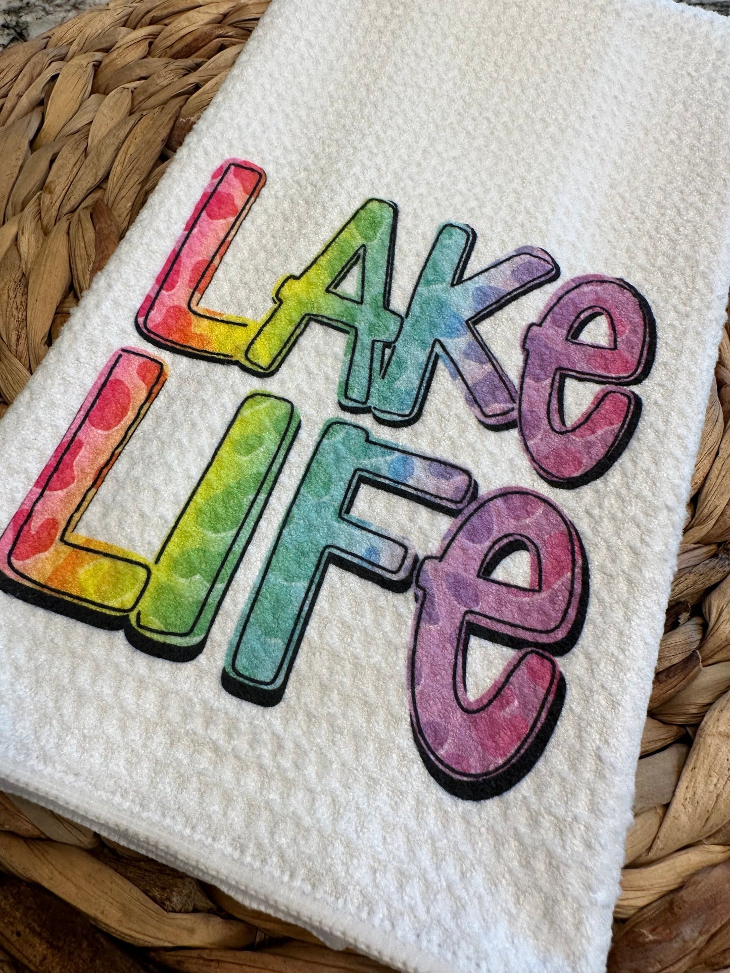 Lake Life summer kitchen towel