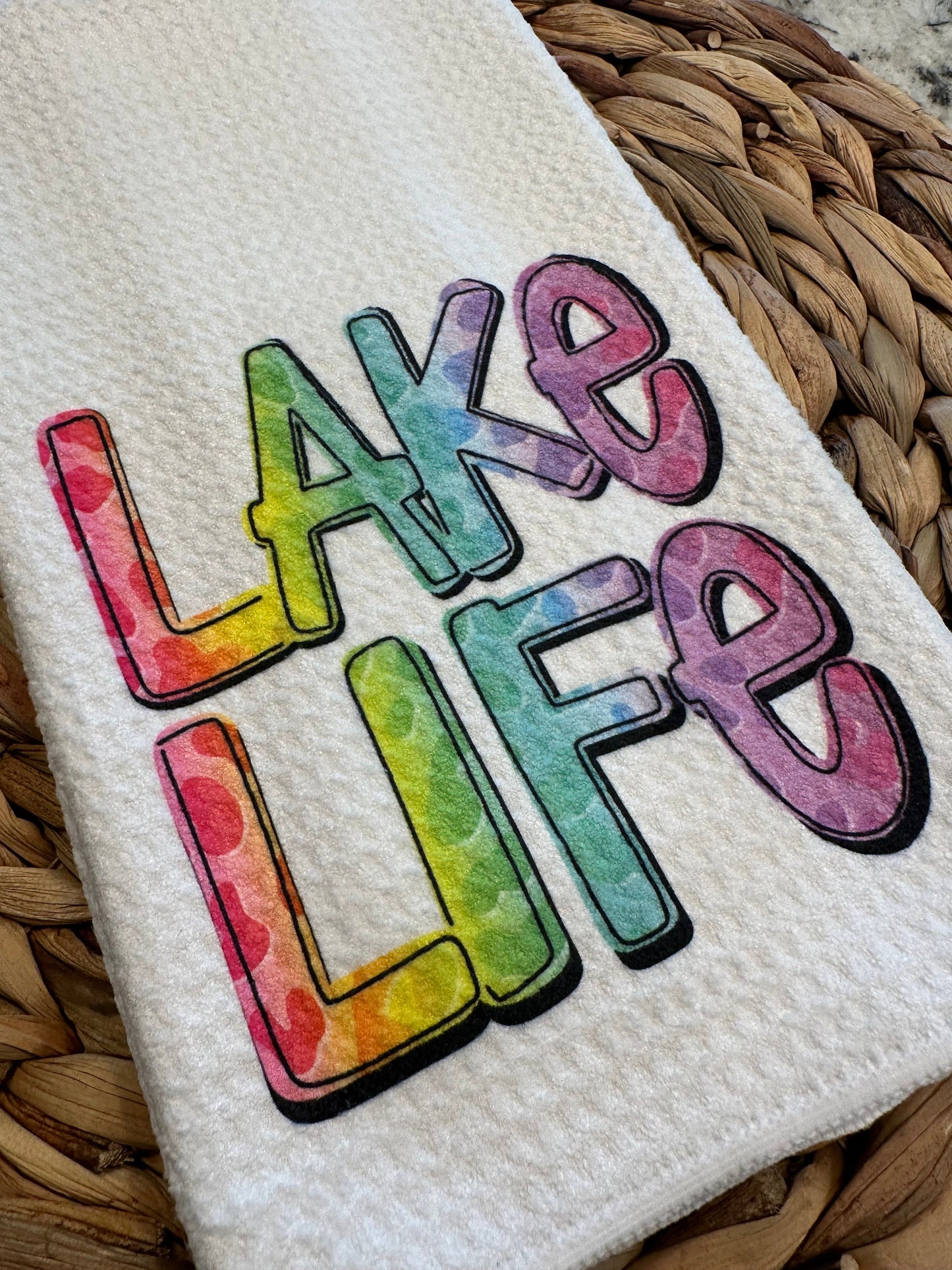 Lake Life summer kitchen towel