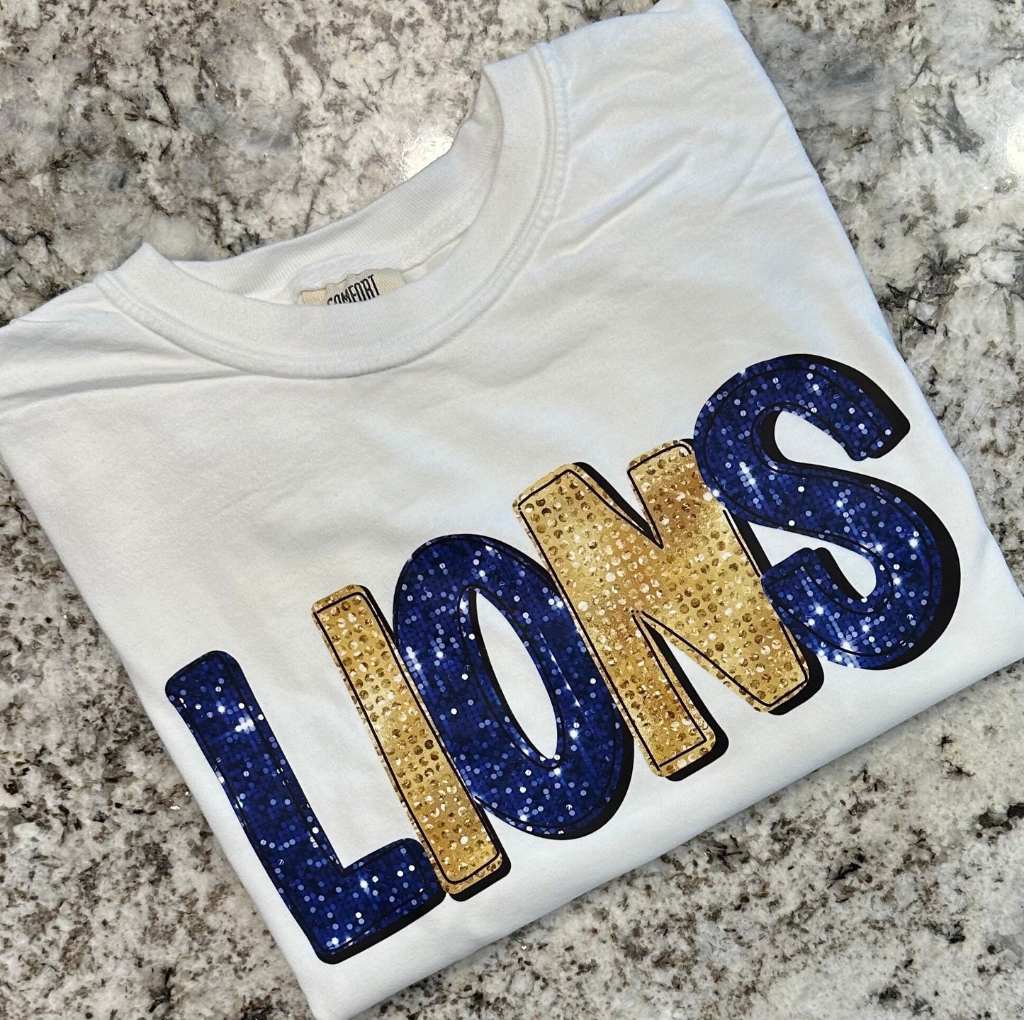 Lions gold navy FAUX SEQUIN shirt