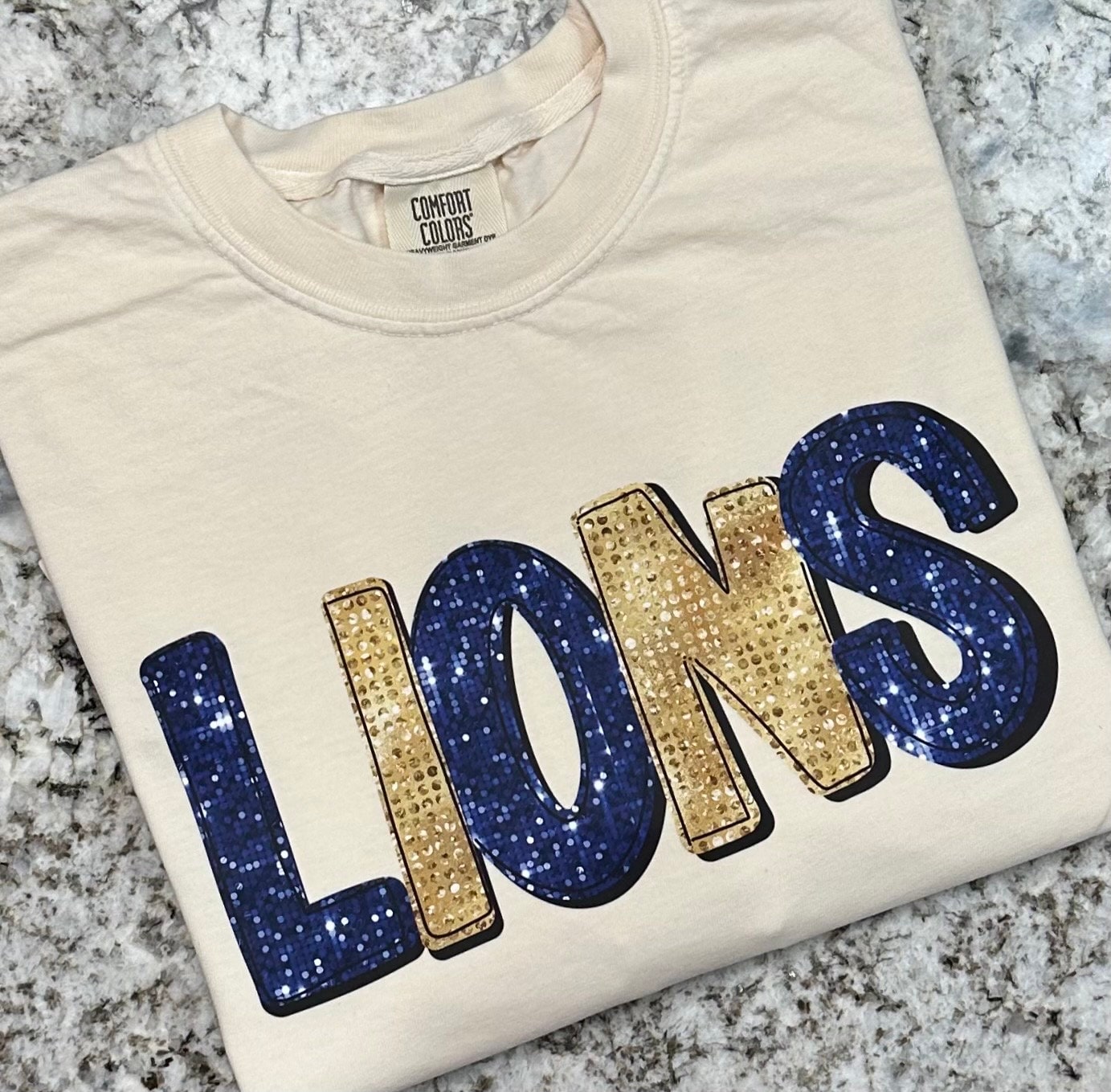 Lions gold navy FAUX SEQUIN shirt