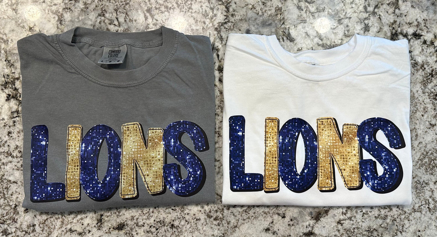 Lions gold navy FAUX SEQUIN shirt