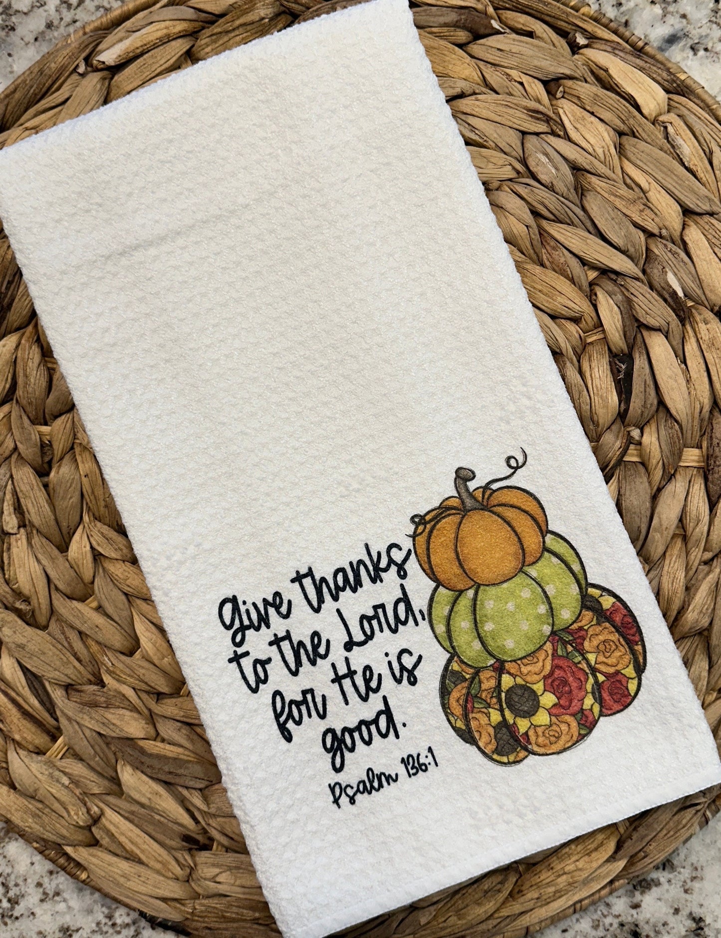 Give thanks fall kitchen towel